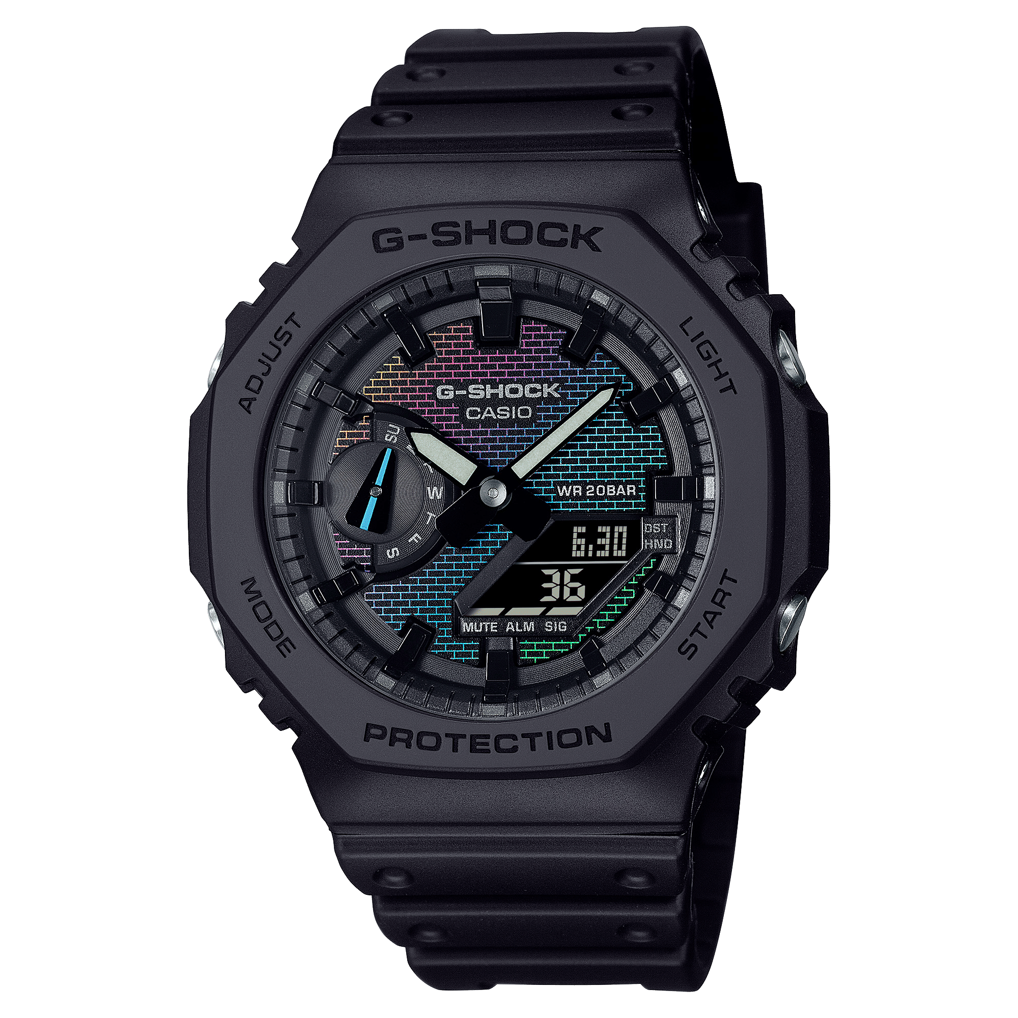 CASIO G-SHOCK GA-2100RW-1ADR MULTICOLOUR ANALOG-DIGITAL DIAL BLACK BIO-BASED RESIN BAND G1596