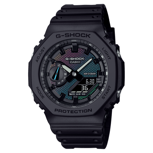 CASIO G-SHOCK GA-2100RW-1ADR MULTICOLOUR ANALOG-DIGITAL DIAL BLACK BIO-BASED RESIN BAND G1596