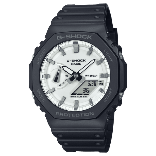 CASIO G-SHOCK GA-2100WD-1ADR WHITE ANALOG-DIGITAL DIAL BLACK BIO-BASED RESIN BAND G1637