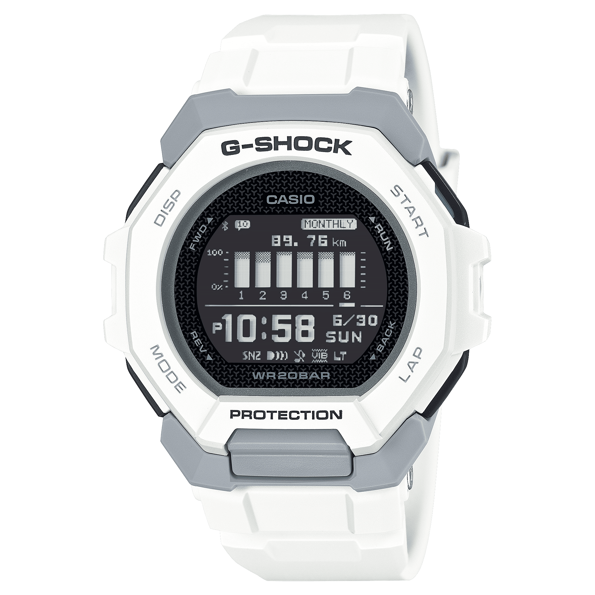CASIO G-SHOCK GBD-300-7DR BLACK DIGITAL DIAL WHITE BIO-BASED RESIN BAND G1587