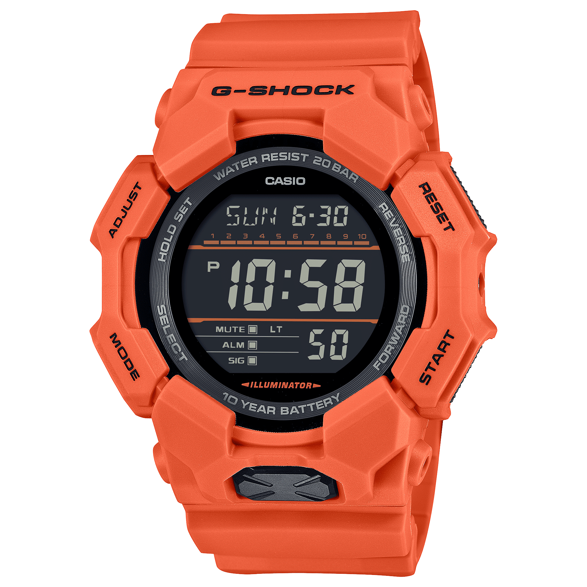 CASIO G-SHOCK GD-010-4DR BLACK  DIGITAL DIAL ORANGE BIO-BASED RESIN BAND G1606