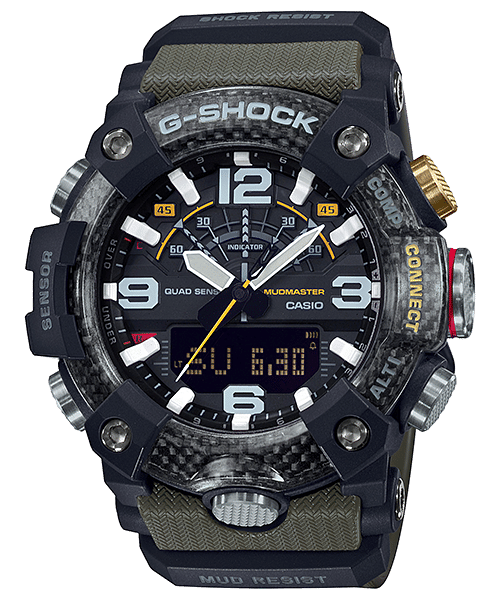 CASIO G-SHOCK GG-B100-1A3DR BLACK ANA-DIGI DIAL MILITARY GREEN RESIN STRAP MEN'S WATCH G973