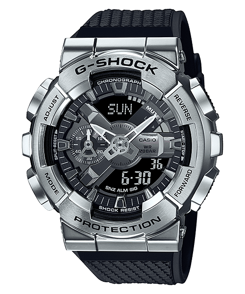 CASIO G-SHOCK G-STEEL GM-110-1ADR SILVER ANA-DIGI DIAL BLACK RESIN STRAP MEN'S WATCH G1051