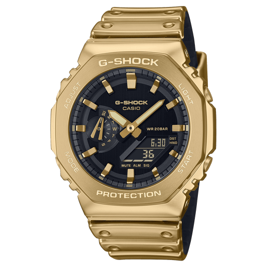 CASIO G-SHOCK GM-2100YMG-9ADR GOLD ANALOG-DIGITAL DIAL GOLD TOUGH SILICONE (RESIN) BAND G1669
