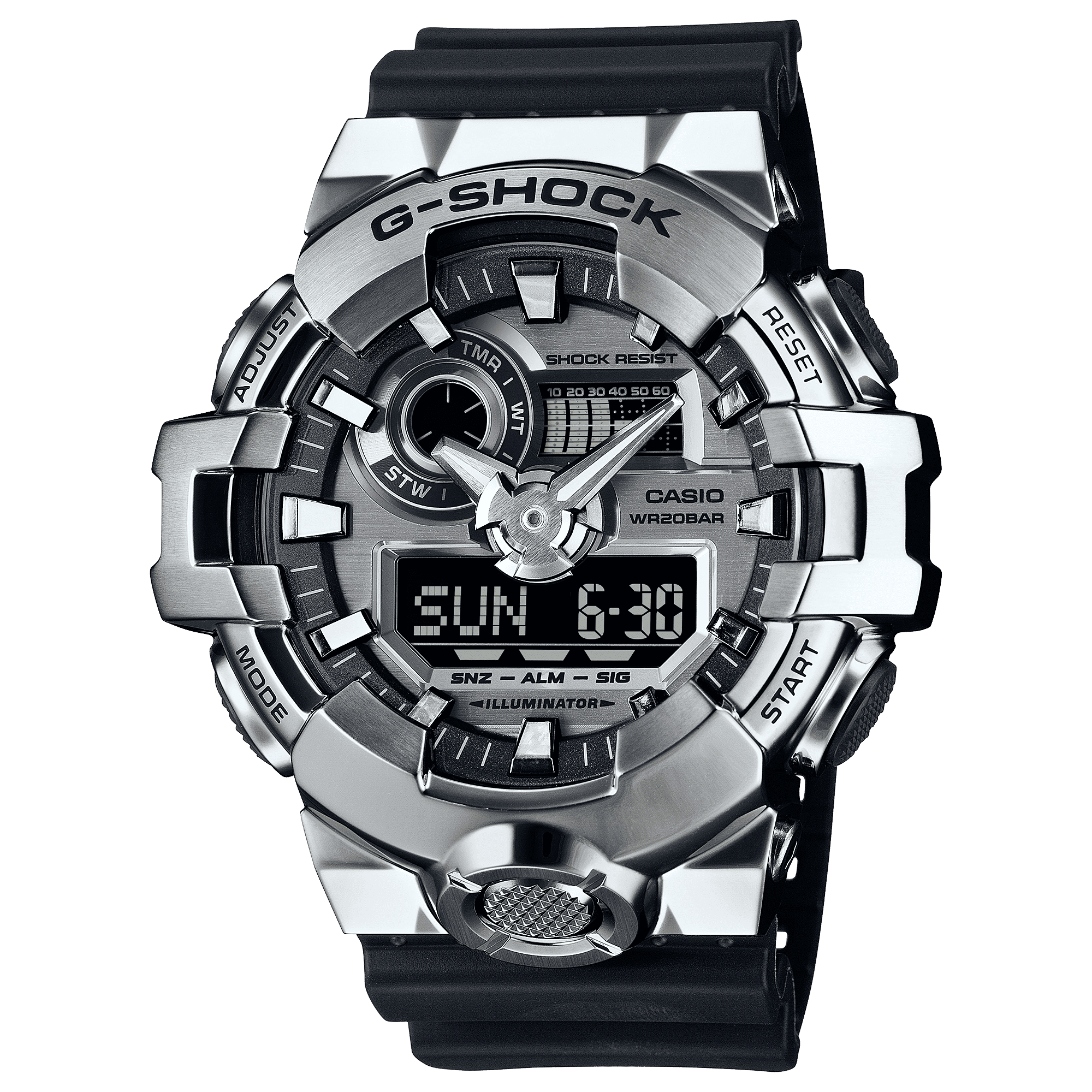 CASIO G-SHOCK GM-700-1ADR SILVER ANALOG-DIGITAL DIAL BLACK RESIN BAND G1607