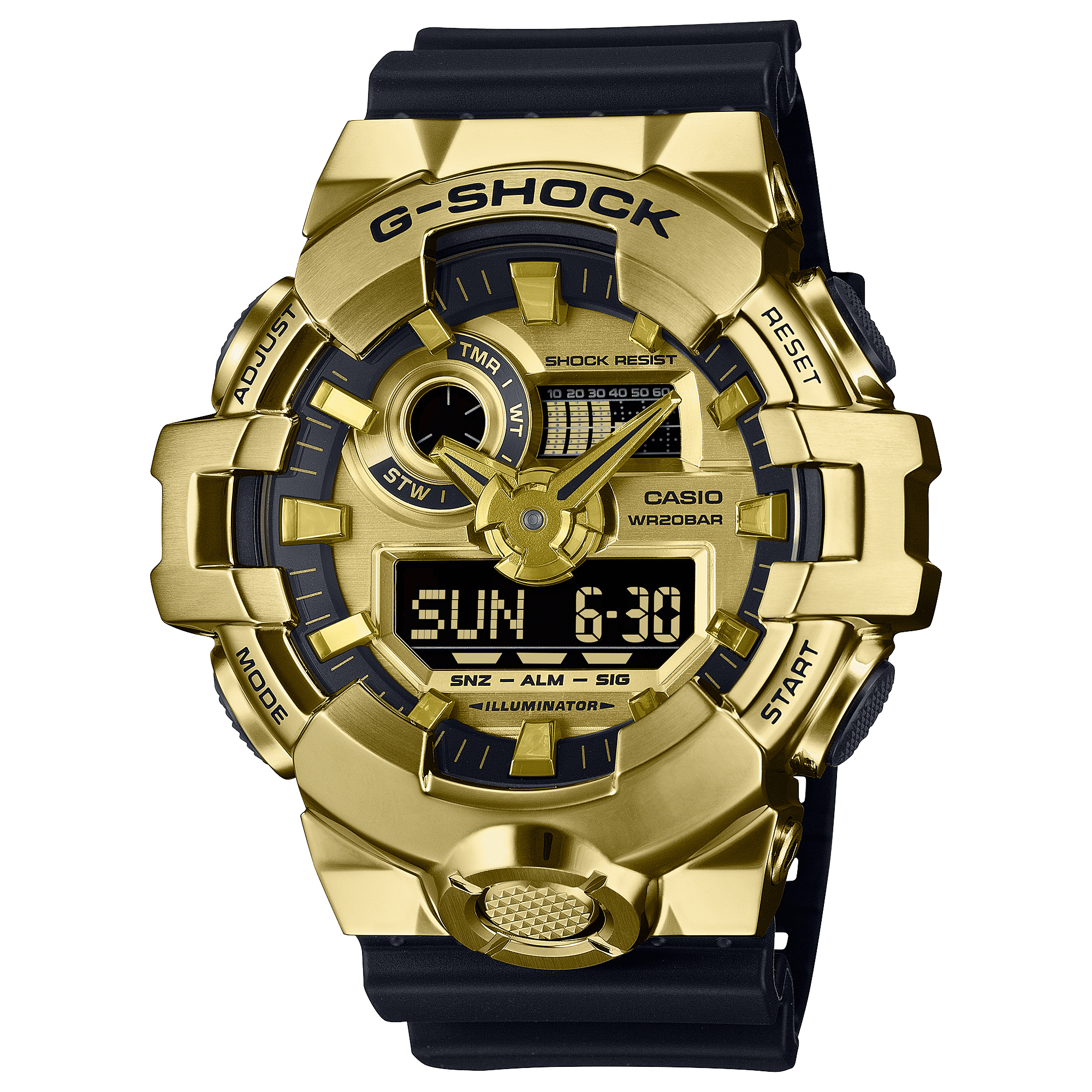 CASIO G-SHOCK GM-700G-9ADR GOLD ANALOG-DIGITAL DIAL BLACK RESIN BAND G1608
