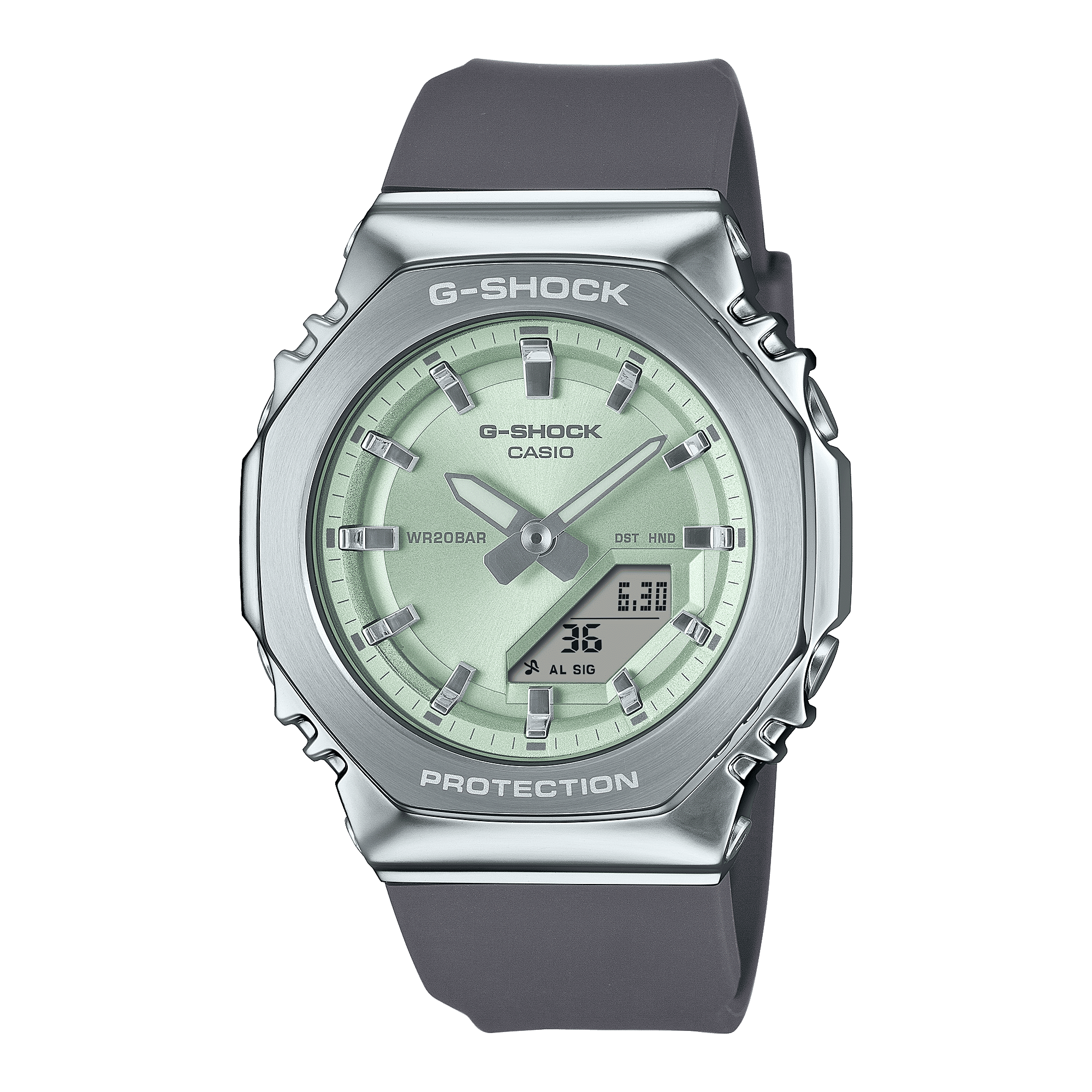 CASIO G-SHOCK WOMEN GM-S2110-3ADR GREEN ANALOG-DIGITAL DIAL GREY  BIO-BASED RESIN BAND G1625