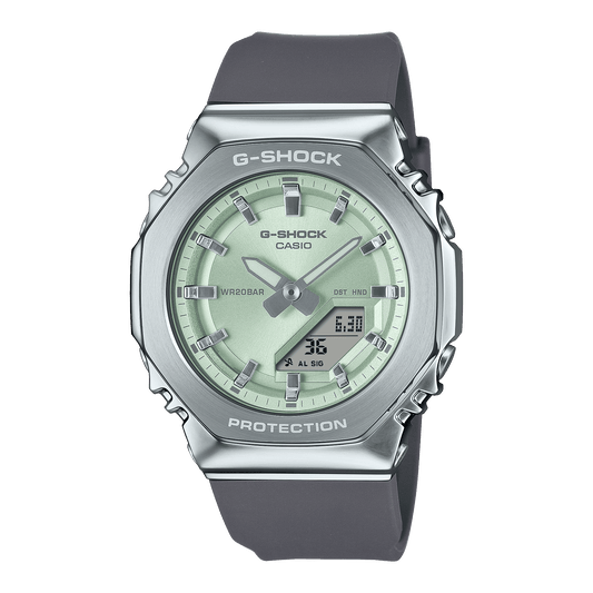 CASIO G-SHOCK WOMEN GM-S2110-3ADR GREEN ANALOG-DIGITAL DIAL GREY  BIO-BASED RESIN BAND G1625