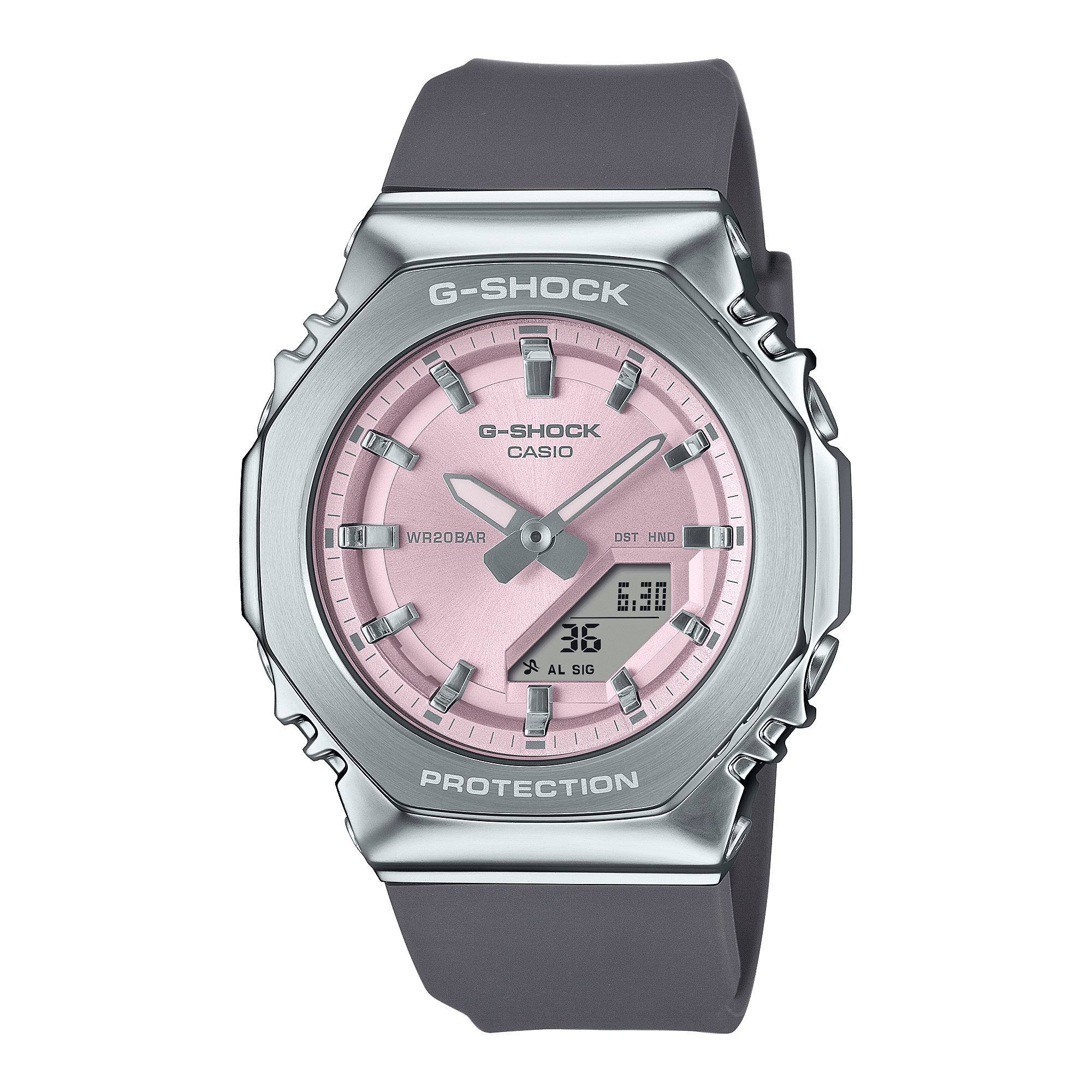 CASIO G-SHOCK WOMEN GM-S2110-4ADR PINK ANALOG-DIGITAL DIAL GREY  BIO-BASED RESIN BAND G1626
