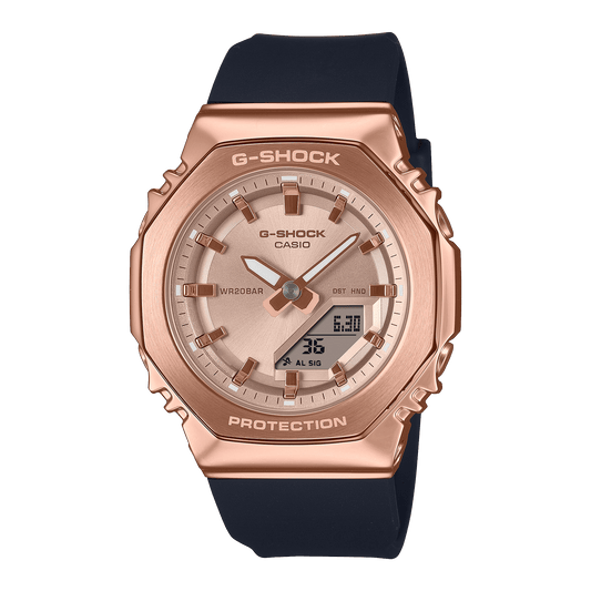 CASIO G-SHOCK WOMEN GM-S2110PG-1A4DR ROSE GOLD ANALOG-DIGITAL DIAL BLACK BIO-BASED RESIN BAND G1693