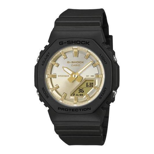 CASIO G-SHOCK GMA-P2100SG-1ADR GOLD ANA-DIGI DIAL BLACK BIO-BASED RESIN BAND WOMEN'S WATCH G1557