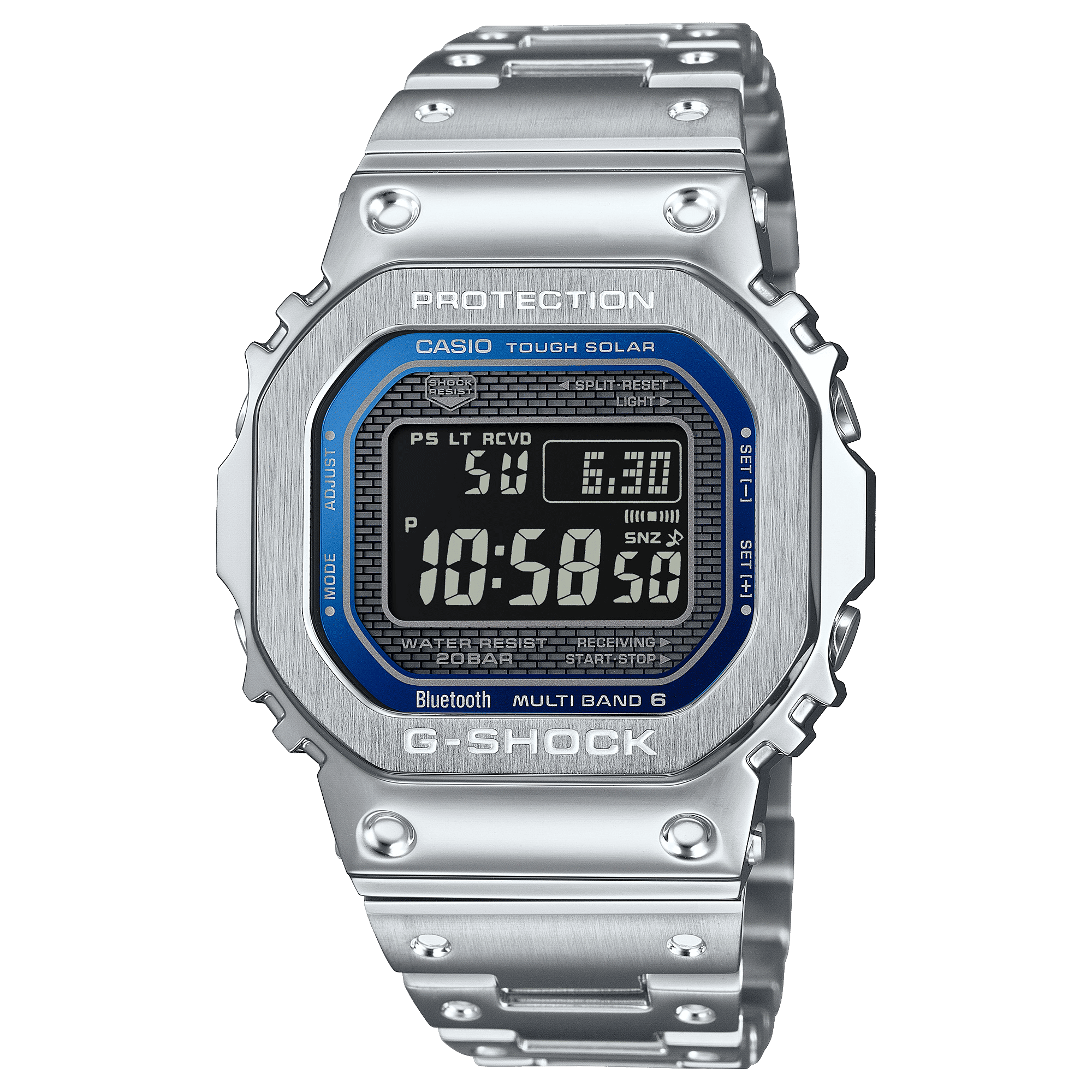 CASIO G-SHOCK METAL GMW-B5000D-2DR BLUE DIGITAL DIAL  SOLID BAND MEN'S WATCH G1564