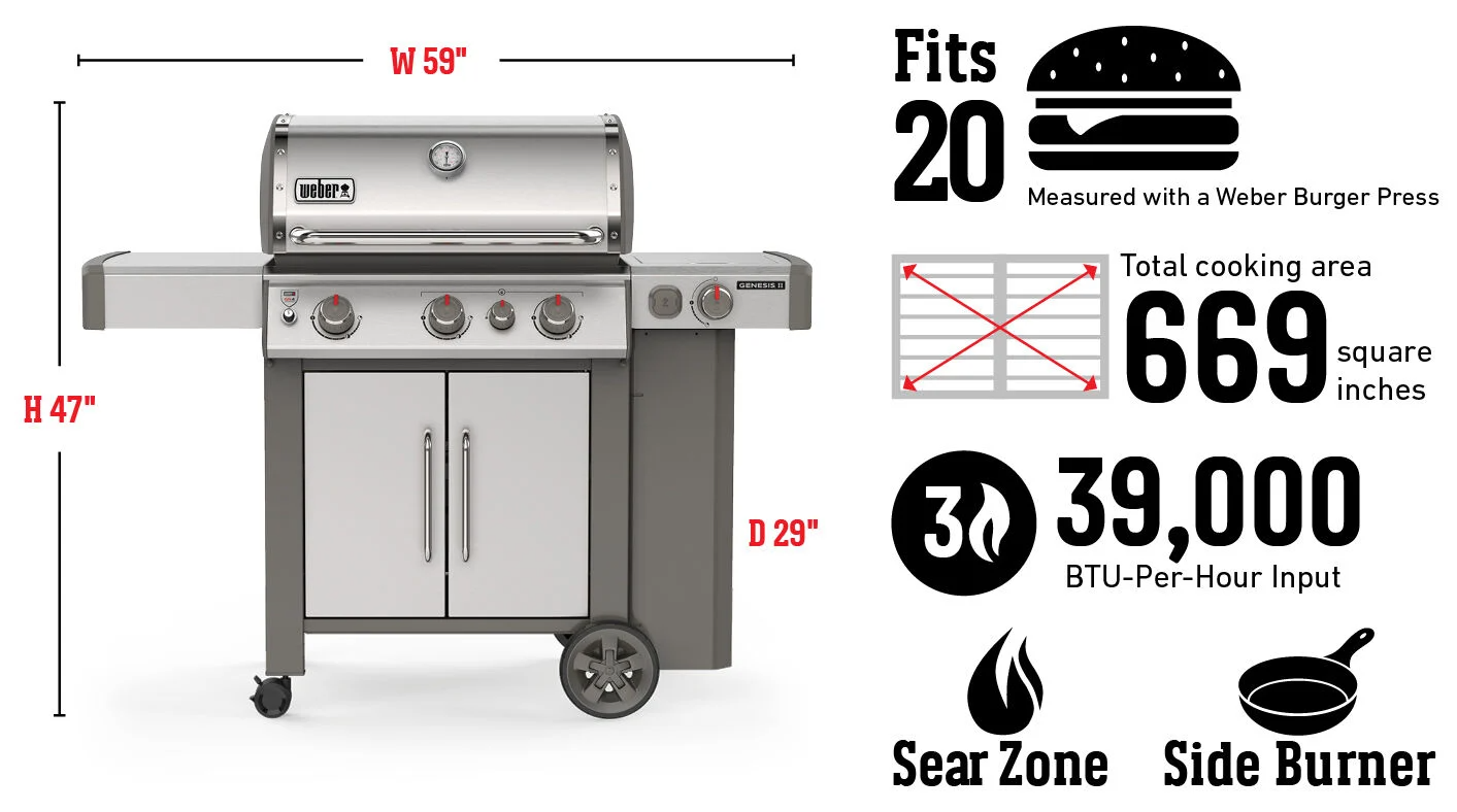 Weber Genesis II S-355 GBS Gas Grill Stainless Steel WEBER