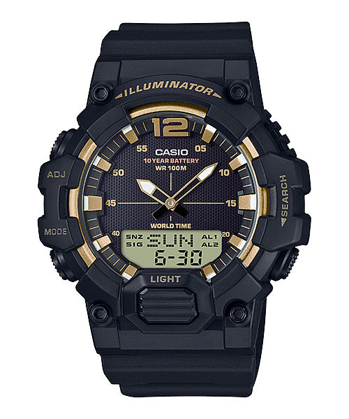 CASIO  HDC-700-9AVDF BLACK & GOLD ANALOG-DIGITAL DIAL BLACK RESIN STRAP  10 YEAR BATTERY D156
