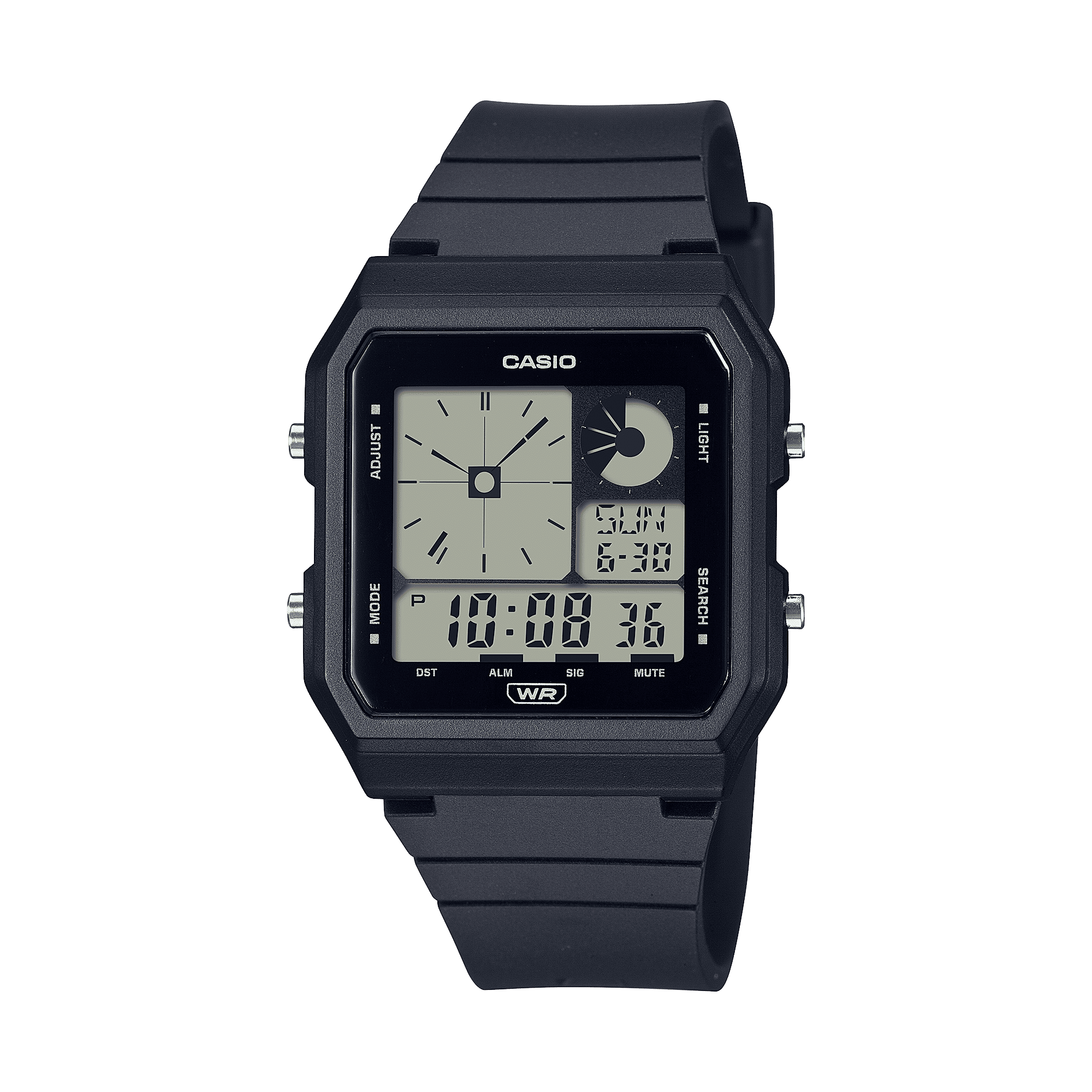 CASIO  LF-20W-1ADF  DIGITAL DIAL BLACK RESIN STRAP  WORLD TIME D311