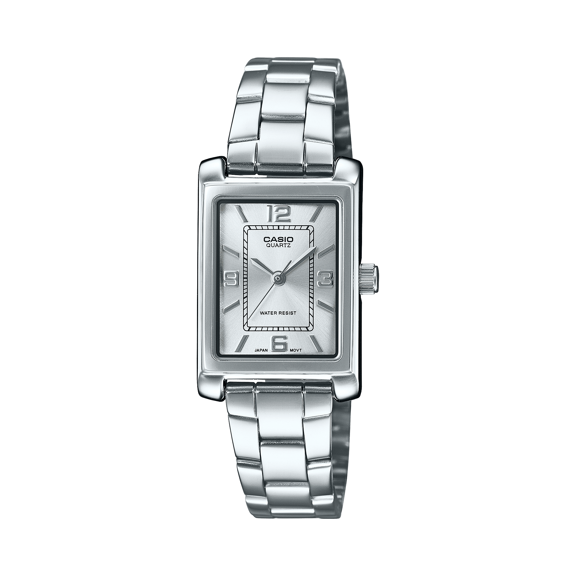 CASIO ENTICER LADIES LTP-1234DD-7ADF WHITE ANALOG DIAL SILVER STAINLESS STEEL BAND A2357