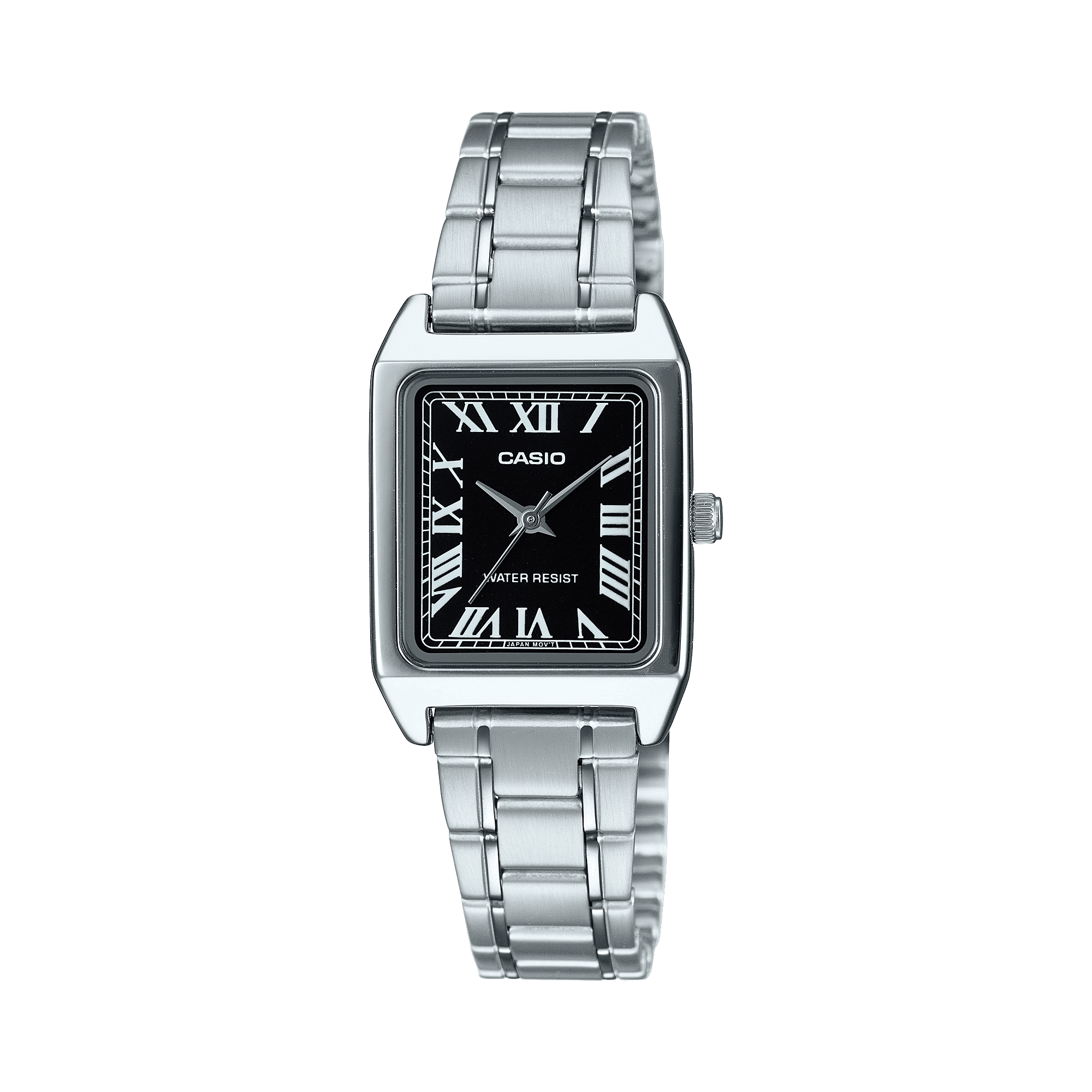 CASIO LTP-V007D-1BUDF BLACK ANALOG DIAL SILVER STAINLESS STEEL BAND WOMEN'S WATCH A2278