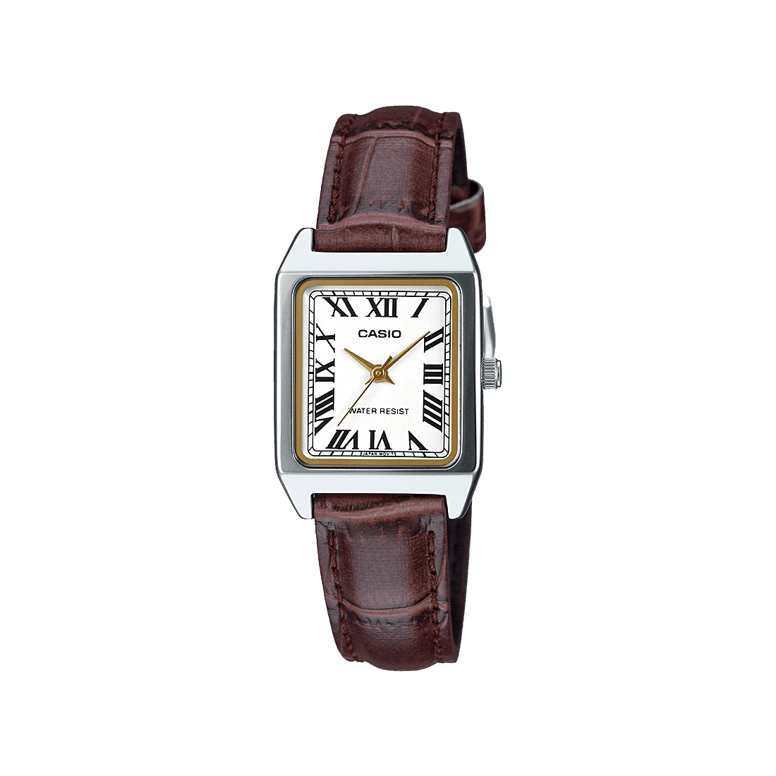 CASIO LTP-V007L-7B2UDF WHITE ANALOG DIAL BROWN LEATHER BAND WOMEN'S WATCH A2288