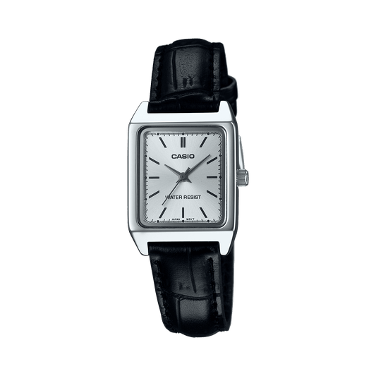 CASIO LTP-V007L-7E1UDF SILVER ANALOG DIAL BLACK LEATHER BAND WOMEN'S WATCH A2289