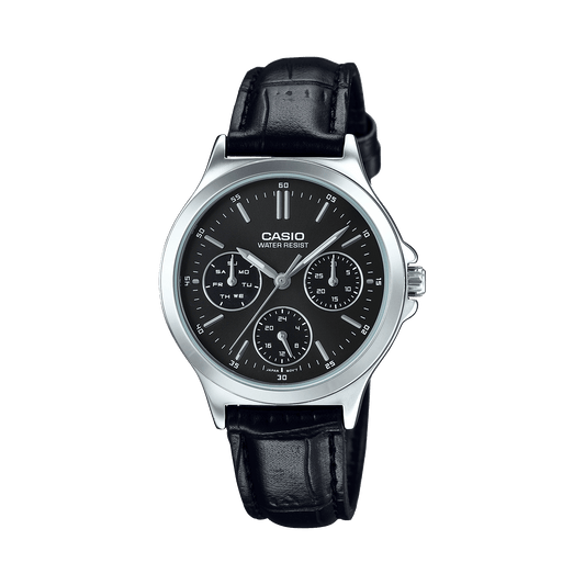 CASIO LTP-V300L-1AUDF BLACK ANALOG DIAL BLACK LEATHER BAND WOMEN'S WATCH A1149