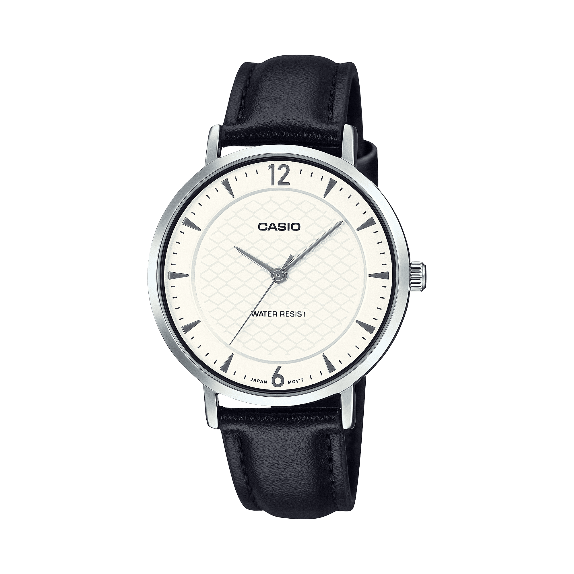 CASIO ENTICER LADIES LTP-VT04L-7A2DF WHITE ANALOG DIAL BLACK LEATHER BAND A2433