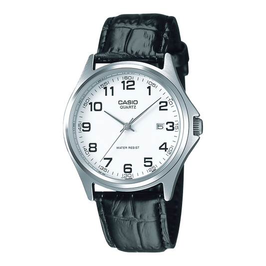 CASIO MTP-1183E-7BDF WHITE ANALOG DIAL BLACK LEATHER BAND MEN'S WATCH A212