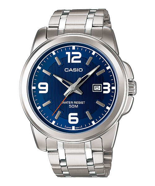 CASIO MTP-1314D-2AVDF BLUE ANALOG DIAL SILVER STAINLESS STEEL BAND MEN'S WATCH A551