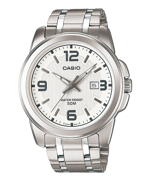 CASIO MTP-1314D-7AVDF WHITE ANALOG DIAL SILVER STAINLESS STEEL BAND MEN'S WATCH A552