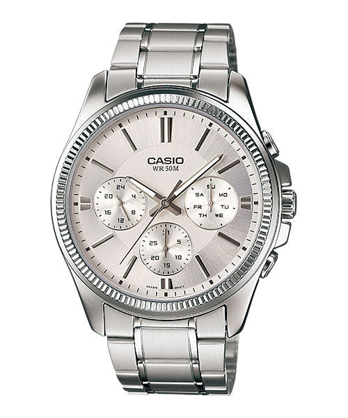 CASIO MTP-1375D-7AVDF SILVER ANALOG DIAL SILVER STAINLESS STEEL BAND MEN'S WATCH A837