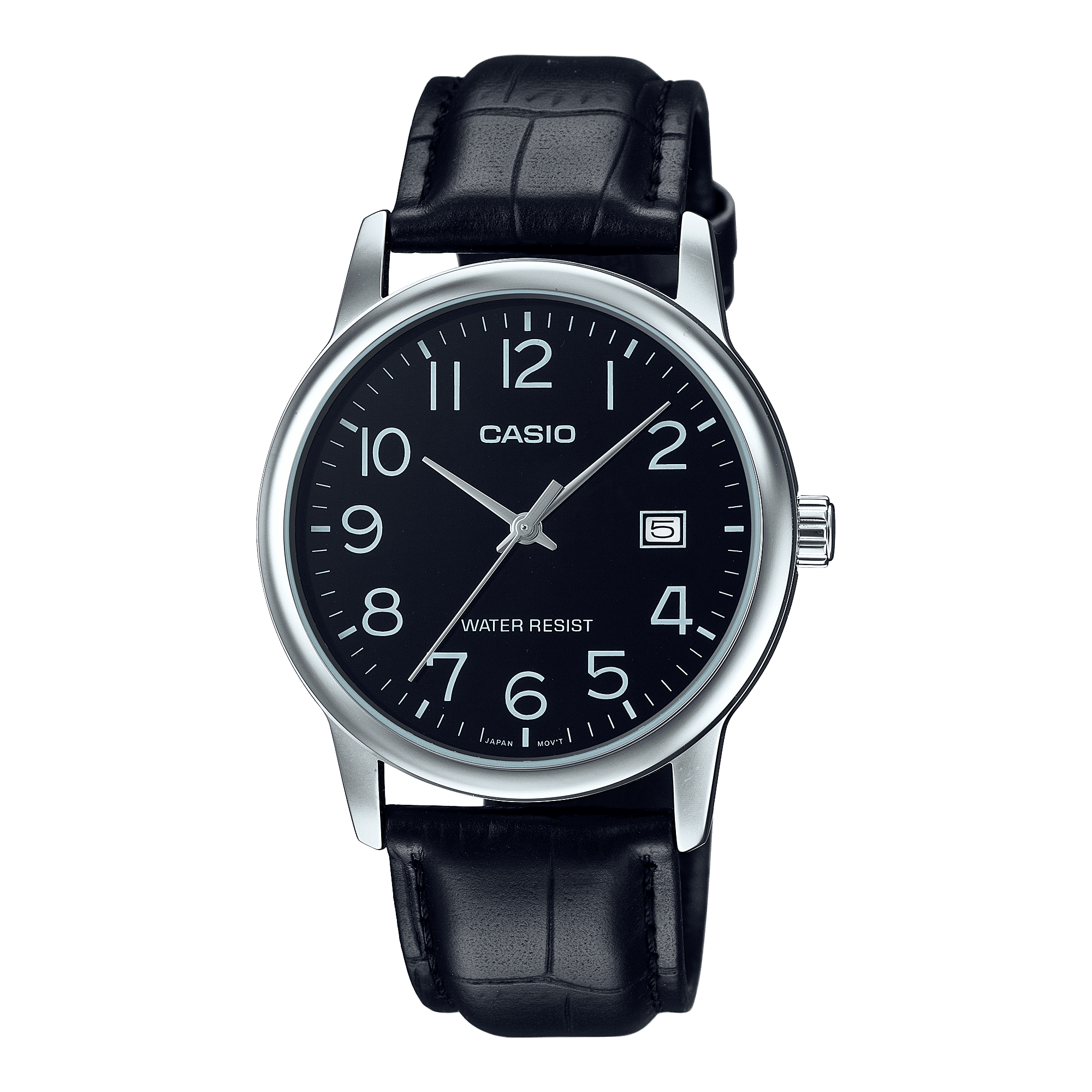 CASIO MTP-V002L-1BUDF BLACK ANALOG DIAL BLACK LEATHER BAND MEN'S WATCH A2315