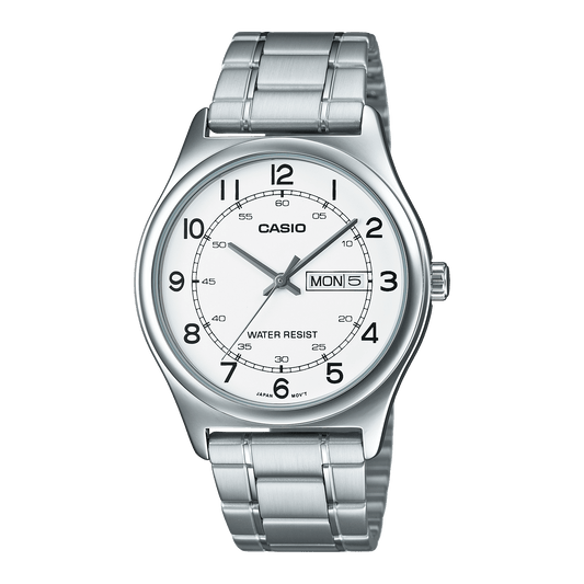 CASIO MTP-V006D-7B2UDF WHITE ANALOG DIAL SILVER STAINLESS STEEL BAND MEN'S WATCH A2316