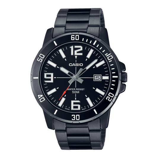 CASIO MTP-VD01B-1BVUDF BLACK IP ANALOG DIAL BLACK IP STAINLESS STEEL BAND MEN'S WATCH A1979