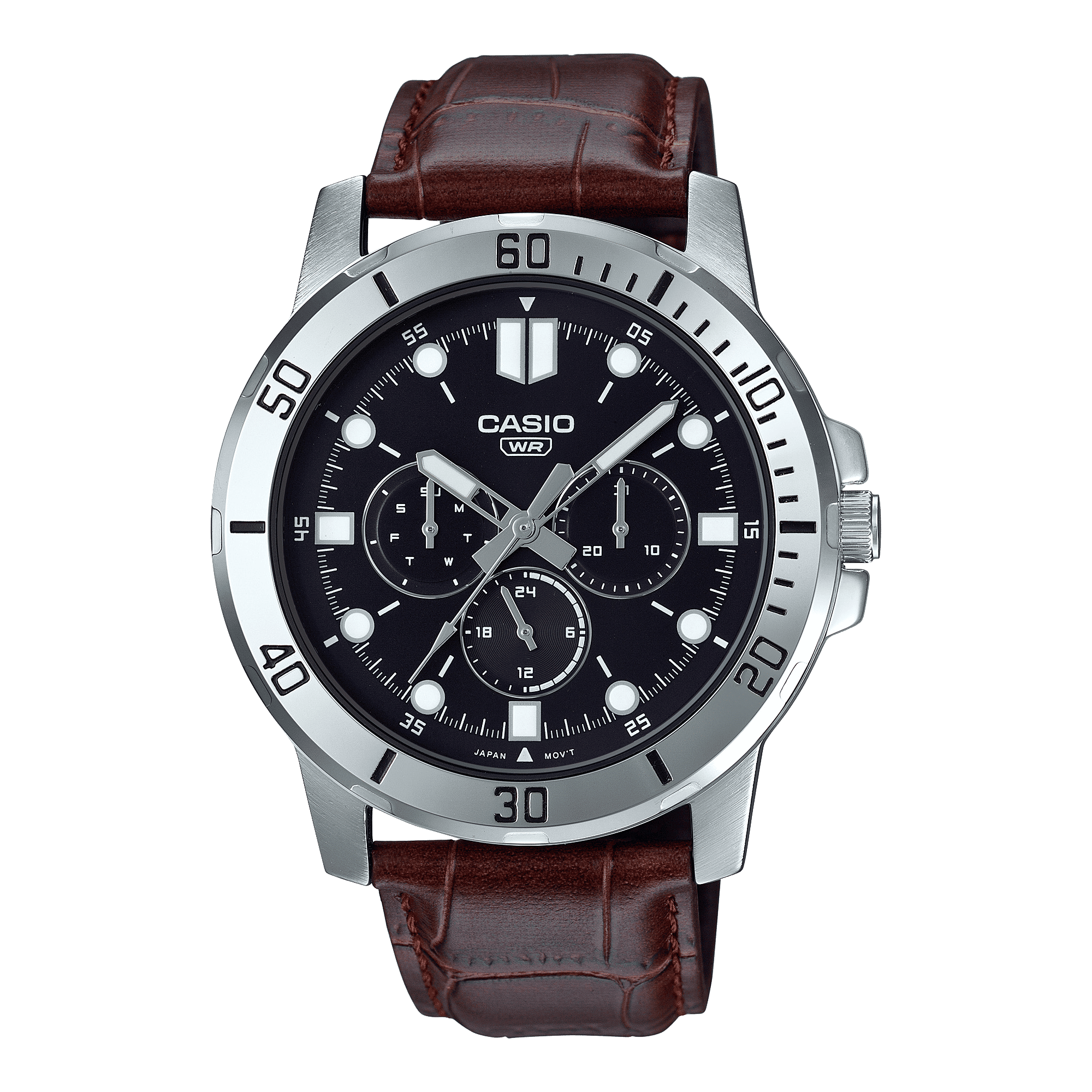 CASIO MTP-VD300L-1EUDF BLACK ANALOG DIAL BROWN LEATHER BAND MEN'S WATCH A1751