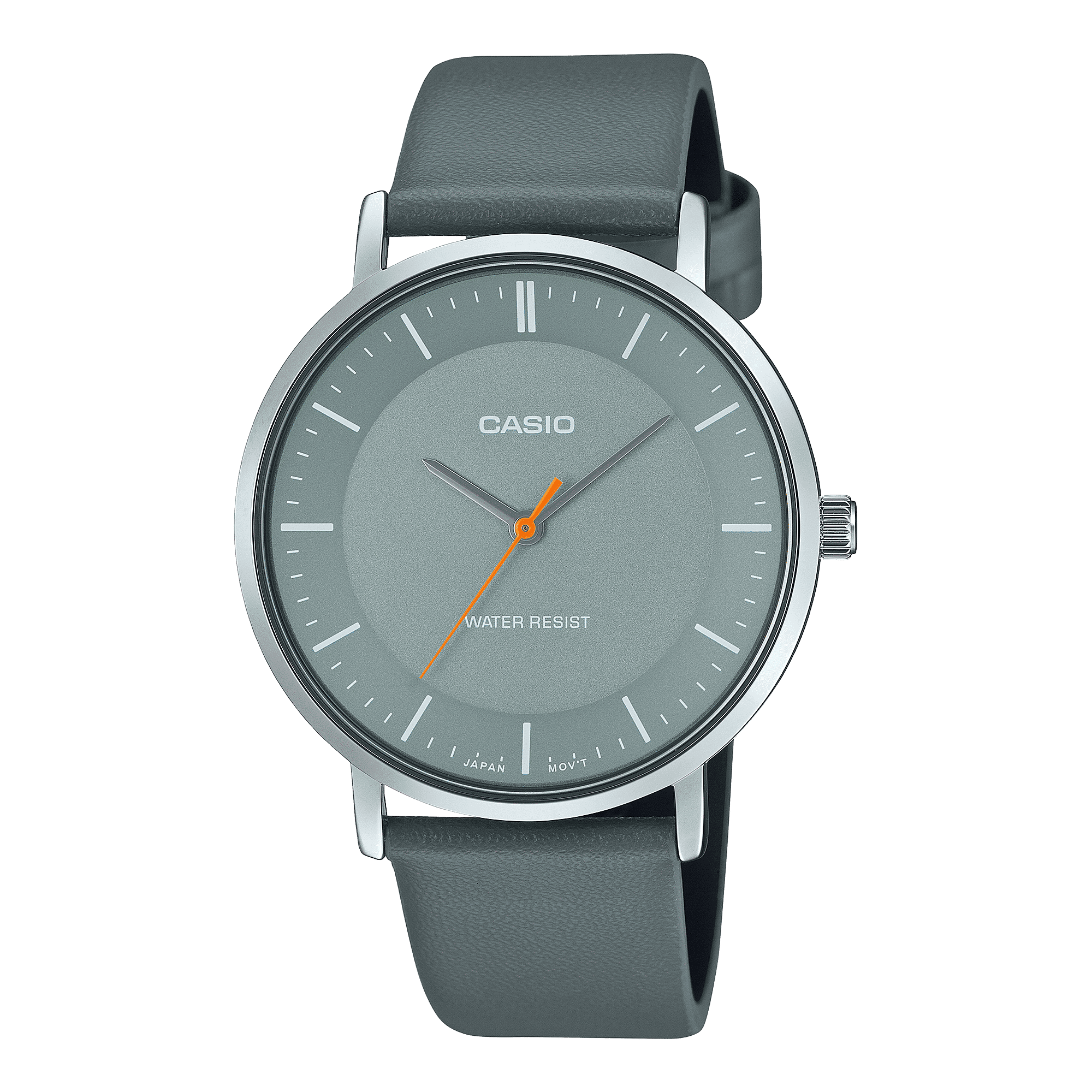 CASIO ENTICER MEN MTP-VT04L-8EDF GREY ANALOG DIAL GREY LEATHER BAND A2415