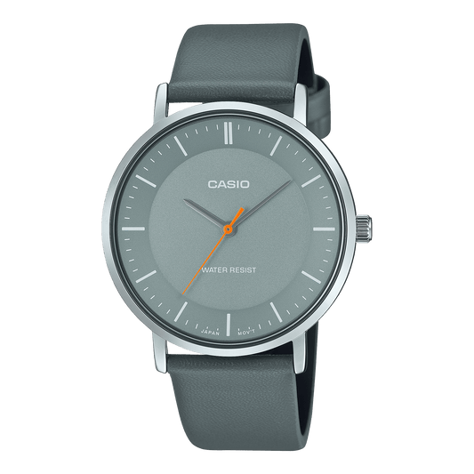 CASIO ENTICER MEN MTP-VT04L-8EDF GREY ANALOG DIAL GREY LEATHER BAND A2415