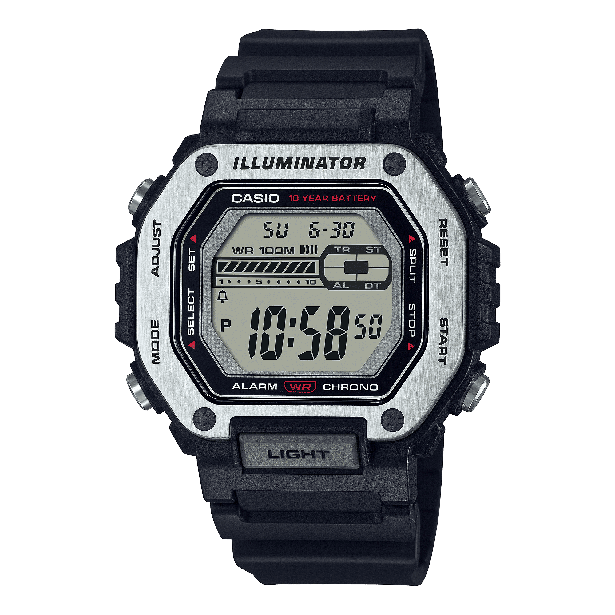 CASIO  MWD-110H-1AVDF  DIGITAL DIAL BLACK RESIN STRAP  10 YEAR BATTERY D300