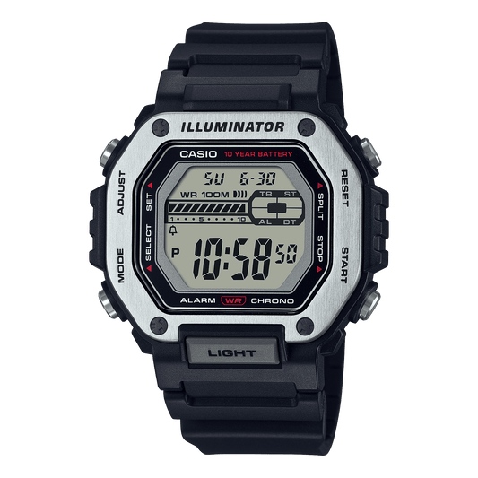 CASIO  MWD-110H-1AVDF  DIGITAL DIAL BLACK RESIN STRAP  10 YEAR BATTERY D300