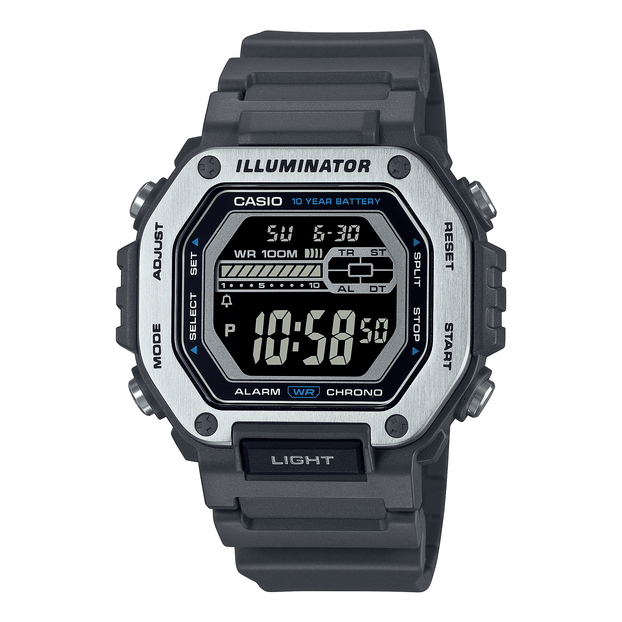 CASIO  MWD-110H-8BVDF  DIGITAL DIAL WHITE RESIN STRAP  10 YEAR BATTERY D302