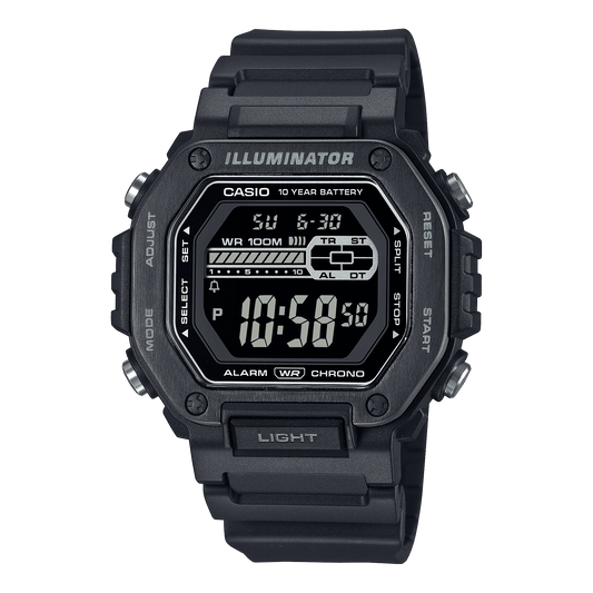 CASIO MWD-110HB-1BVDF BLACK IP DIGITAL DIAL BLACK RESIN STRAP MEN'S WATCH D349