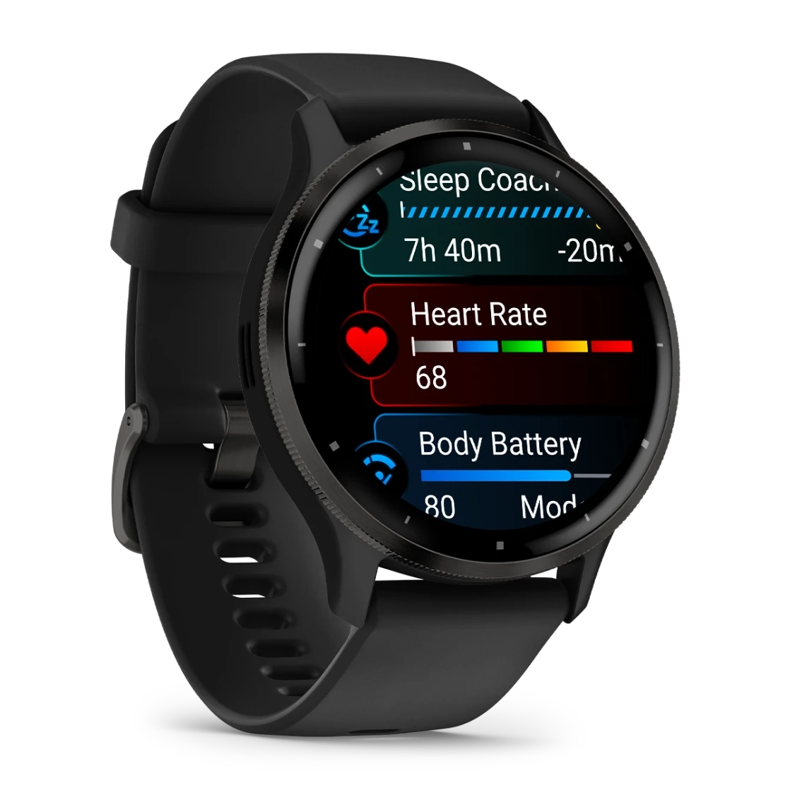 Garmin Venu 3 Slate Stainless Steel Bezel with Black Case and Silicone Band GARMIN