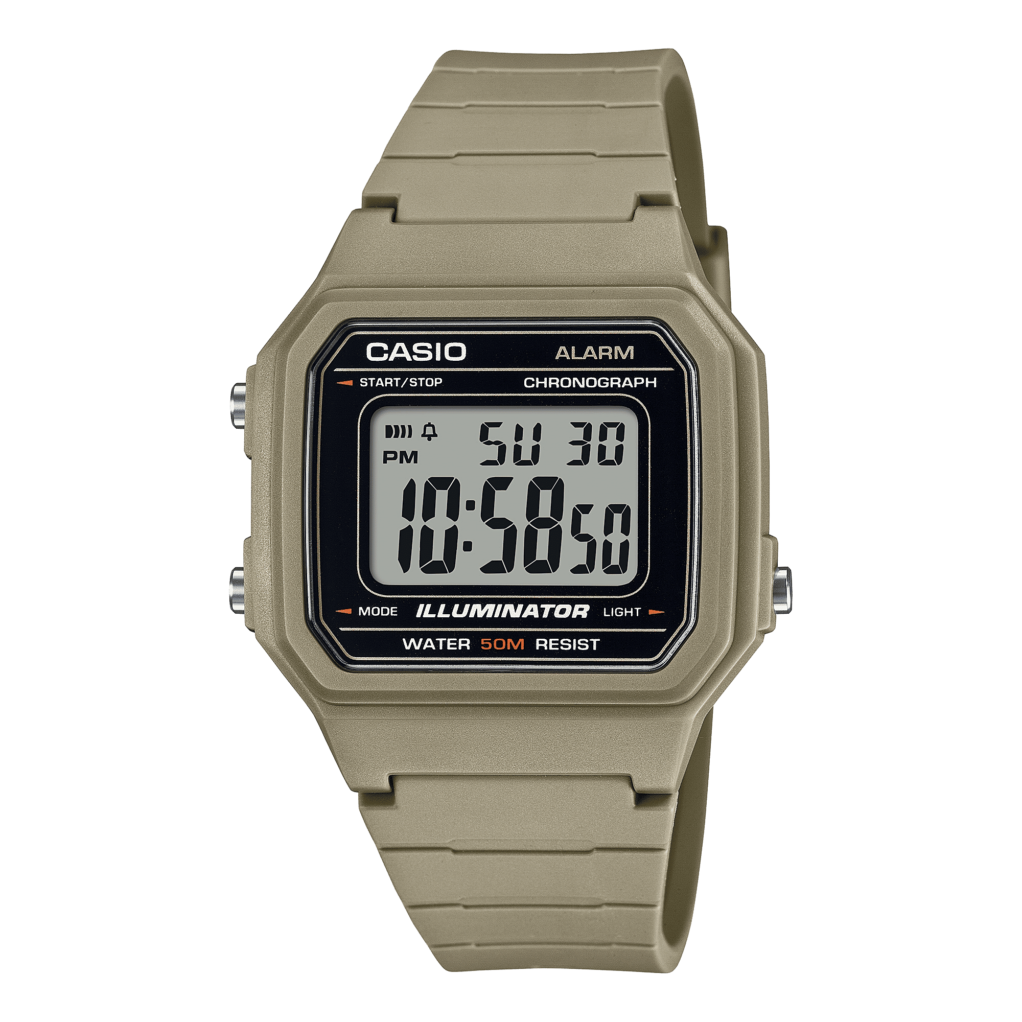 CASIO  W-217H-5AVDF  DIGITAL DIAL BROWN RESIN STRAP  7 YEAR BATTERY I131