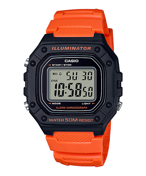 CASIO  W-218H-4B2VDF ORANGE DIGITAL DIAL ORANGE RESIN STRAP  7 YEAR BATTERY I112