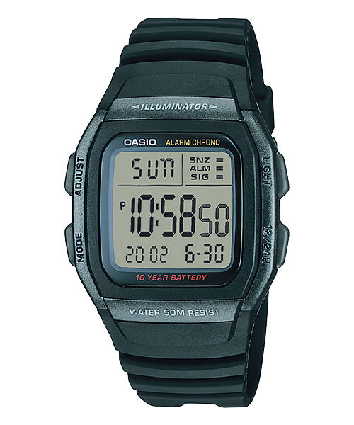 CASIO  W-96H-1BVDF  DIGITAL DIAL BLACK RESIN STRAP  10 YEAR BATTERY D054