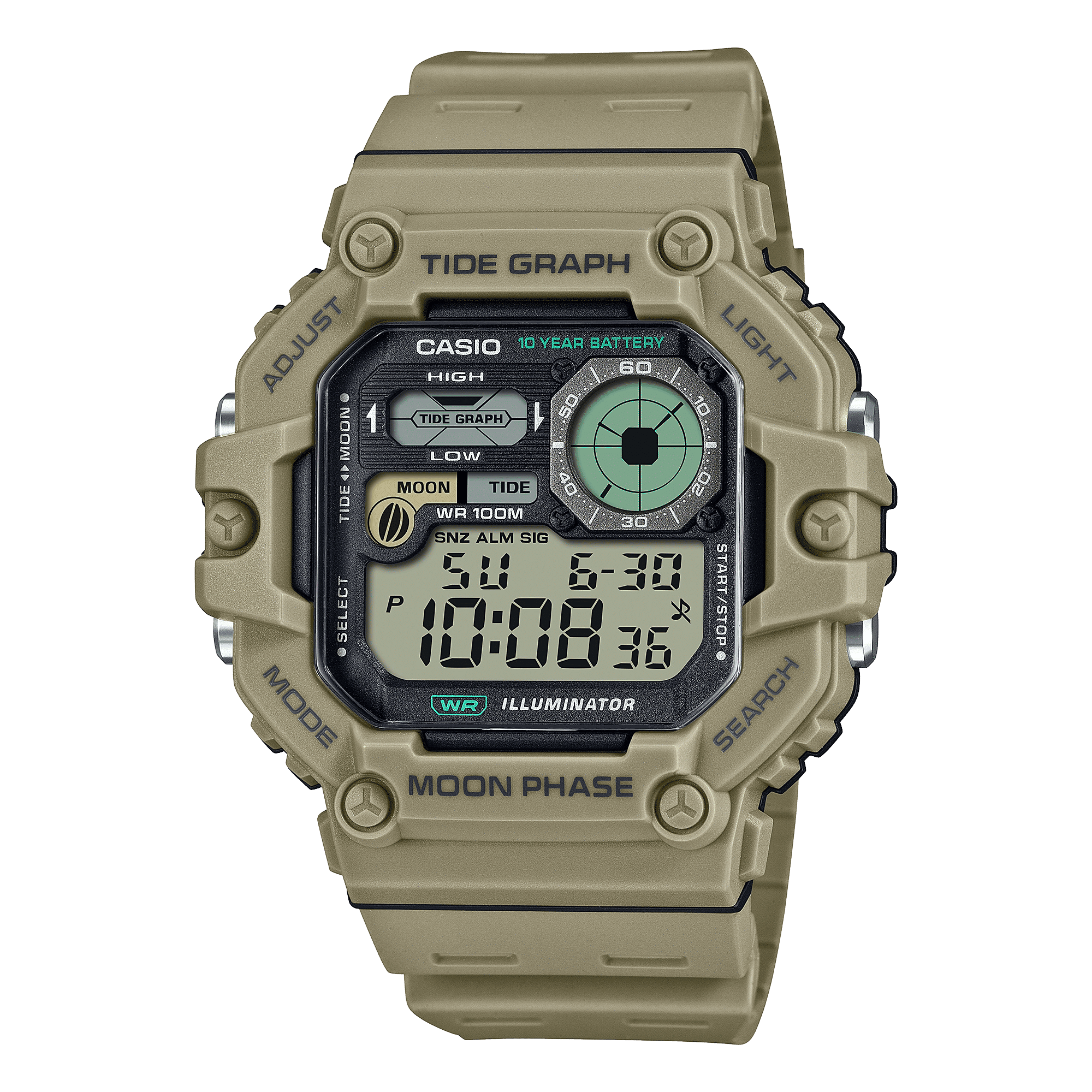 CASIO  WS-1700H-5AVDF  DIGITAL DIAL BLACK RESIN STRAP  TIDE GRAPH A2248