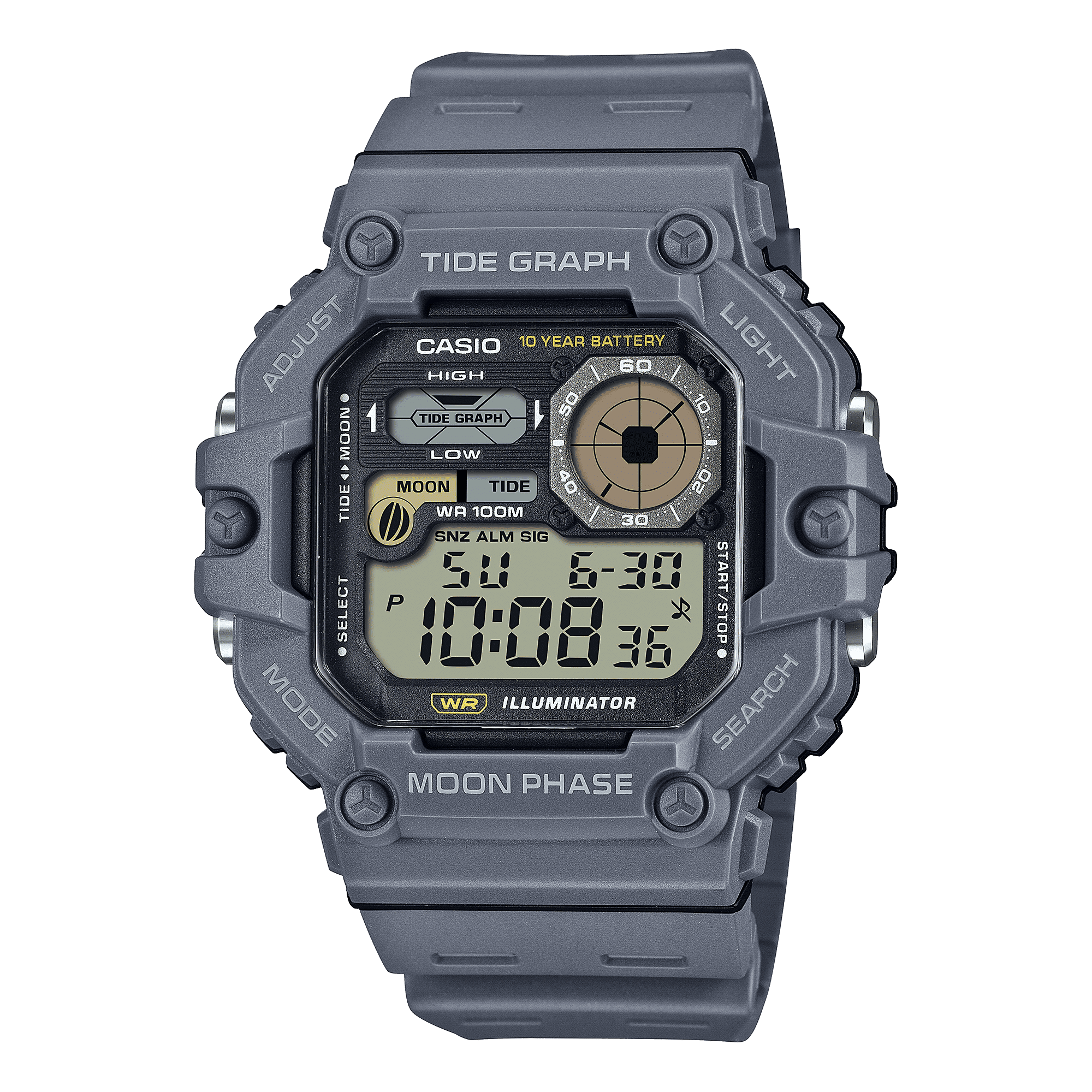 CASIO  WS-1700H-8AVDF  DIGITAL DIAL GRAY RESIN STRAP  TIDE GRAPH A2249
