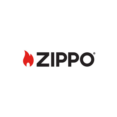 Zippo logo with a red flame on a white background