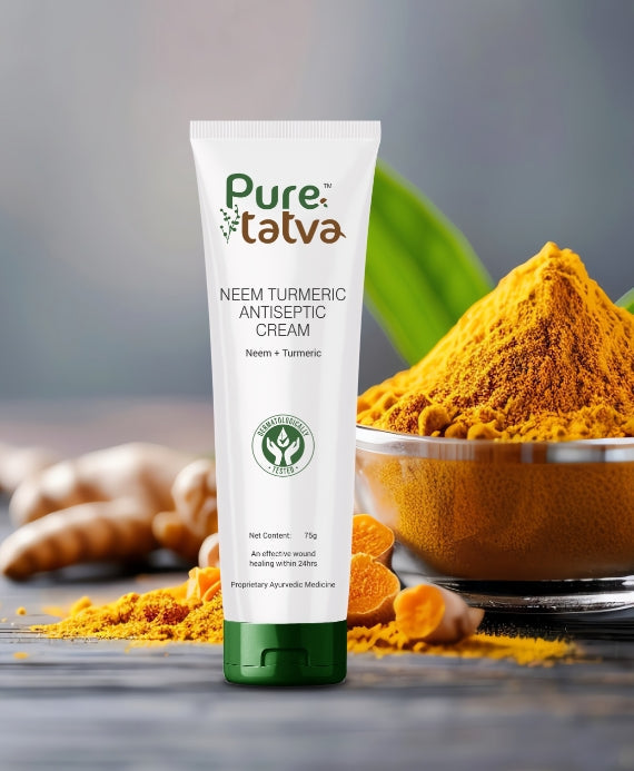 Pure Tatva Neem Turmeric Antiseptic Cream 75g - Natural healing and antibacterial cream

