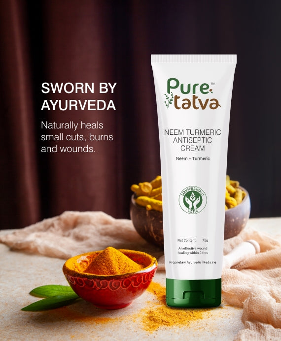 Pure Tatva Neem Turmeric Antiseptic Cream 75g - Natural healing and antibacterial cream

