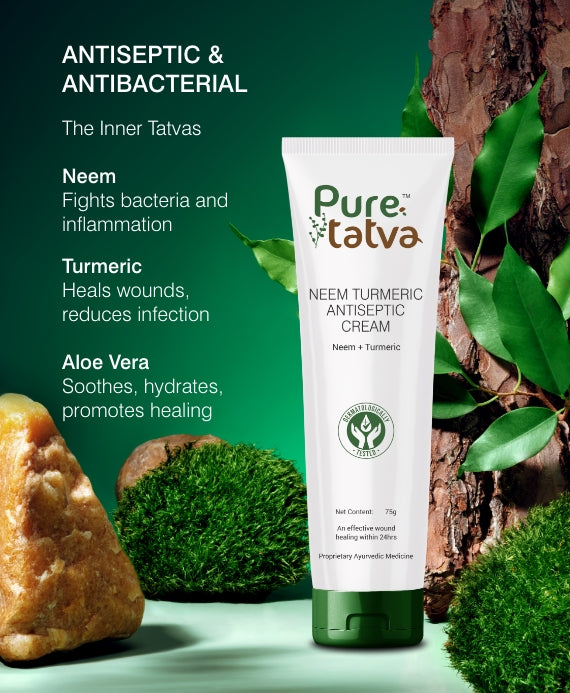 Pure Tatva Neem Turmeric Antiseptic Cream 75g - Natural healing and antibacterial cream
