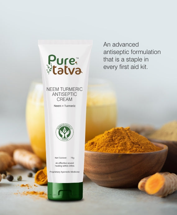 Pure Tatva Neem Turmeric Antiseptic Cream 75g - Natural healing and antibacterial cream
